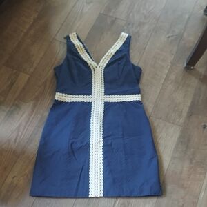 Lilly Pulitzer Navy Blue Dress with Cream Accents